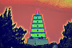 Green Pagoda At Sunset