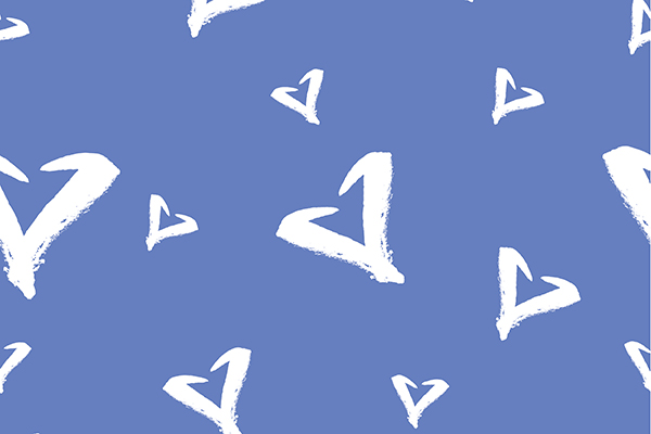 royal blue background with white abstract hearts