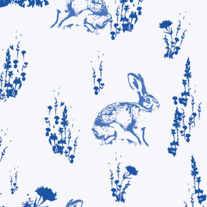 BUNNY TOILE BLUE